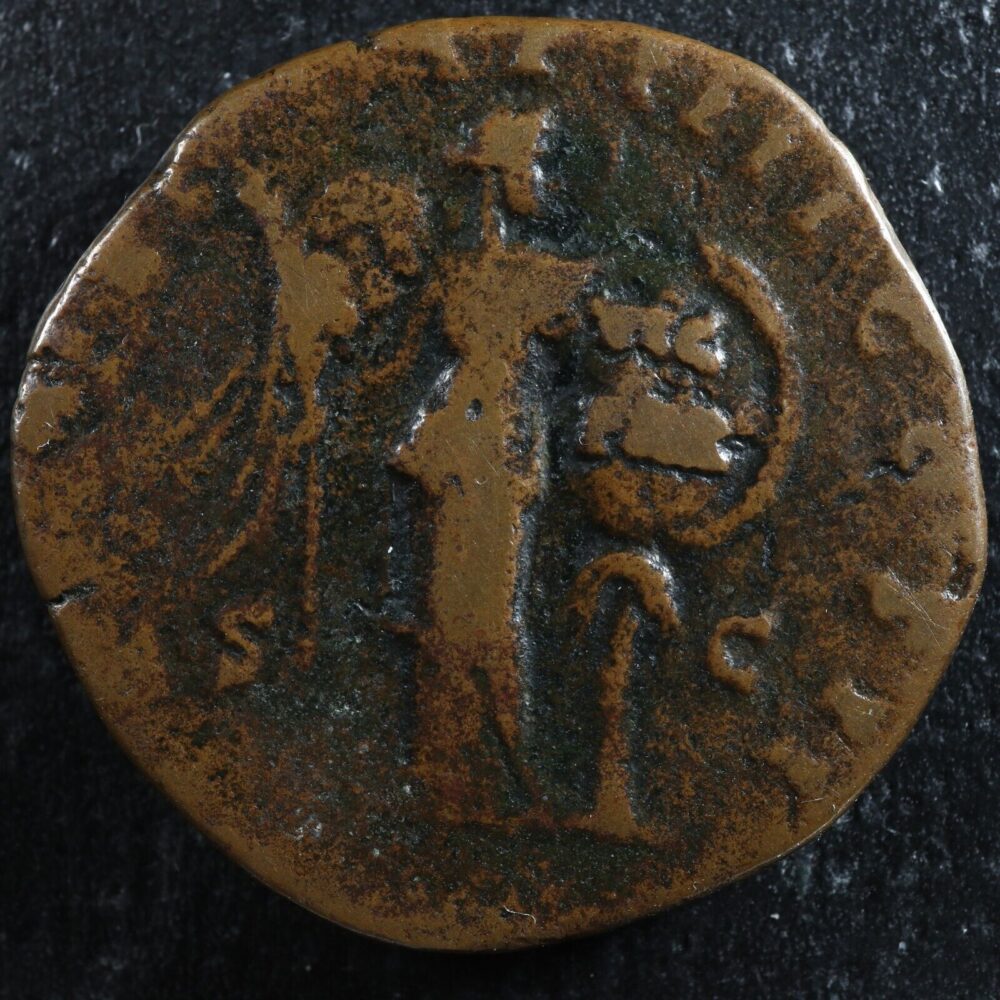 Lucius Verus Sestertius 166 Rome RIC 1456 Victory Palm Tree Sesterce