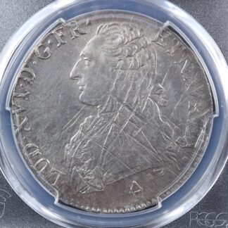 1 écu aux branches d'olivier 1791R Orléans France KM#564.14 PCGS AU-50 silver