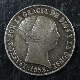 4 reales 1853 Barcelona Spain KM#600.1 AC#426 Silver España Espagne
