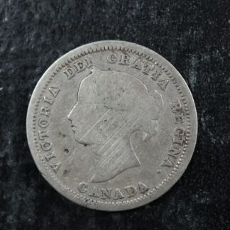 5 cents 1858 Large date Canada Queen Victoria silver c ¢ LD G-4 Cleaned