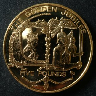 5 pounds 2002 Guernsey KM#119a copper-nickel gilted Golden Jubilee QEII