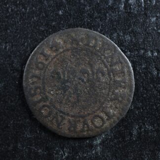 Denier tournois 1614 Paris France Copper Louis XIII