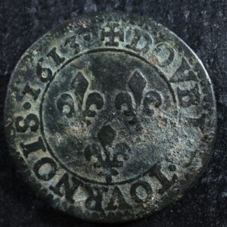 Double tournois 1613A Paris France Copper Louis XIII