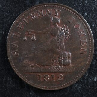 LC-48-24 Halfpenny token 1812 Lower Bas Canada Quebec Tiffin Breton 960