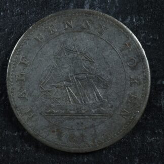 LC-51A2 Halfpenny token 1814 Richard Hurd Lower Bas Canada Québec RH Breton 990