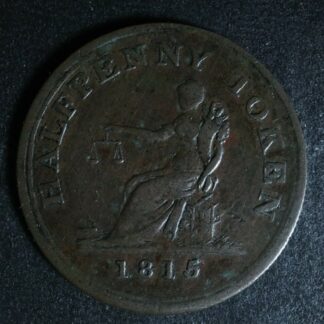 LC-56B1 Halfpenny token 1815 Lower Bas Canada Quebec Ship Breton 1004