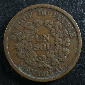 LC-5A5 Un Sou token Lower Bas Canada Quebec Banque du Peuple Breton 715