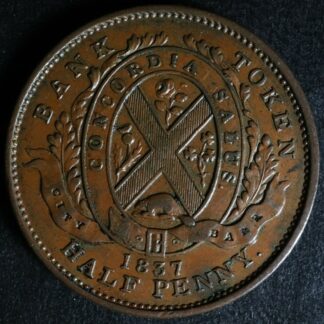 LC-8A1 Halfpenny token Un sou 1837 Lower Bas Canada City Bank Breton 522