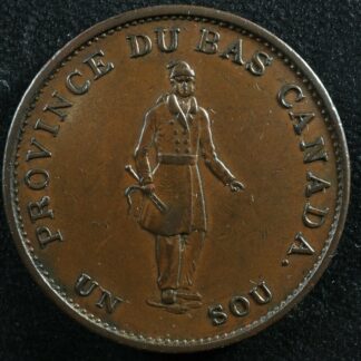 LC-8A1 Halfpenny token Un sou 1837 Lower Bas Canada City Bank Breton 522