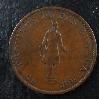 LC-8A2 Halfpenny token Un sou 1837 Lower Bas Canada City Bank Co 2g Breton 522