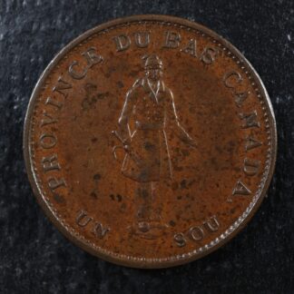 LC-8C1 Halfpenny token 1837 Un Sou Bas Lower Canada Banque du Peuple Breton 522