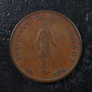 LC-8D1 Halfpenny token Un sou 1837 Lower Bas Canada Bank of Montreal Breton 522
