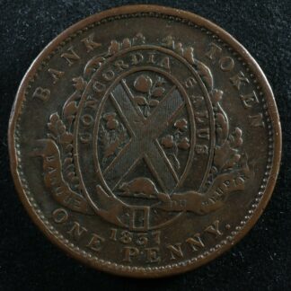 LC-9C2 One Penny token Deux sous 1837 Bas Canada Banque du Peuple Breton 521