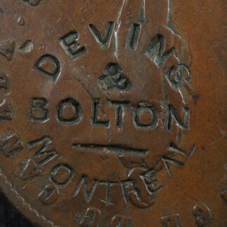 MT-2B2 Devins & Bolton countermark on a PC-4 1852 One penny token Canada