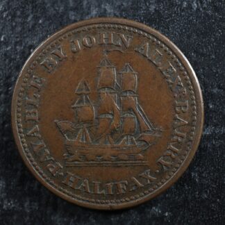 NS-14A1-Halfpenny-Token-1815-Nova-Scotia-Canada-Halifax-ship-Breton-891-277151716640-2