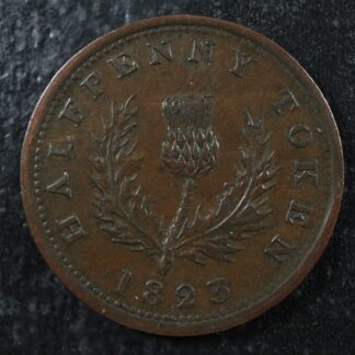 NS-1A3 Halfpenny token 1823 Canada Nova Scotia Thistle Breton 867