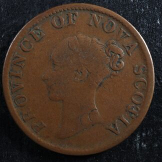 NS-1E2 Halfpenny token 1840 Nova Scotia Canada Thistle Breton 874