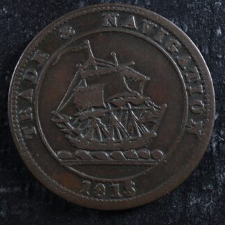 NS-21A4 Halfpenny token 1813 Canada Nova Scotia Ship Breton 965