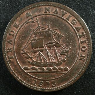 NS-21A4 Halfpenny token 1813 Canada Nova Scotia ship Breton 965