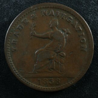 NS-22B1 One stiver 1838 token Canada Pure Copper Preferable to Paper