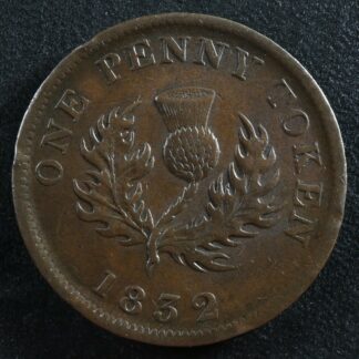 NS-2B1 One Penny token 1832 Canada Nova Scotia Thistle Breton 870