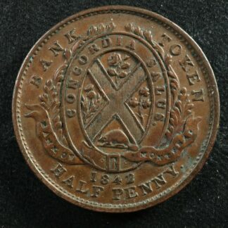 PC-1A3 Halfpenny 1842 token Province of du Canada Montreal Quebec Breton 527