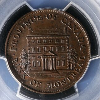 PC-1B3-PCGS-MS-62-Halfpenny-1844-token-Province-of-du-Canada-Montreal-Breton-527-274466999700-2