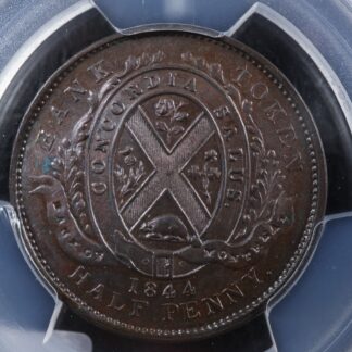PC-1B3-PCGS-MS-63-Halfpenny-1844-token-Province-of-du-Canada-Montreal-Breton-527-277714267600-2