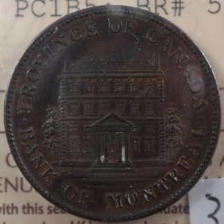 PC-1B5 ICCS AU-55 Halfpenny 1844 token Province of du Canada Montreal Breton 527