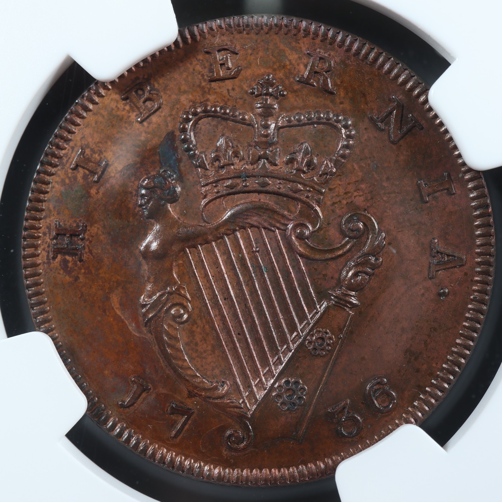 Proof-Halfpenny-1736-Ireland-KM125-NGC-PF-62-Irlande-Eire-12-277784186110-2