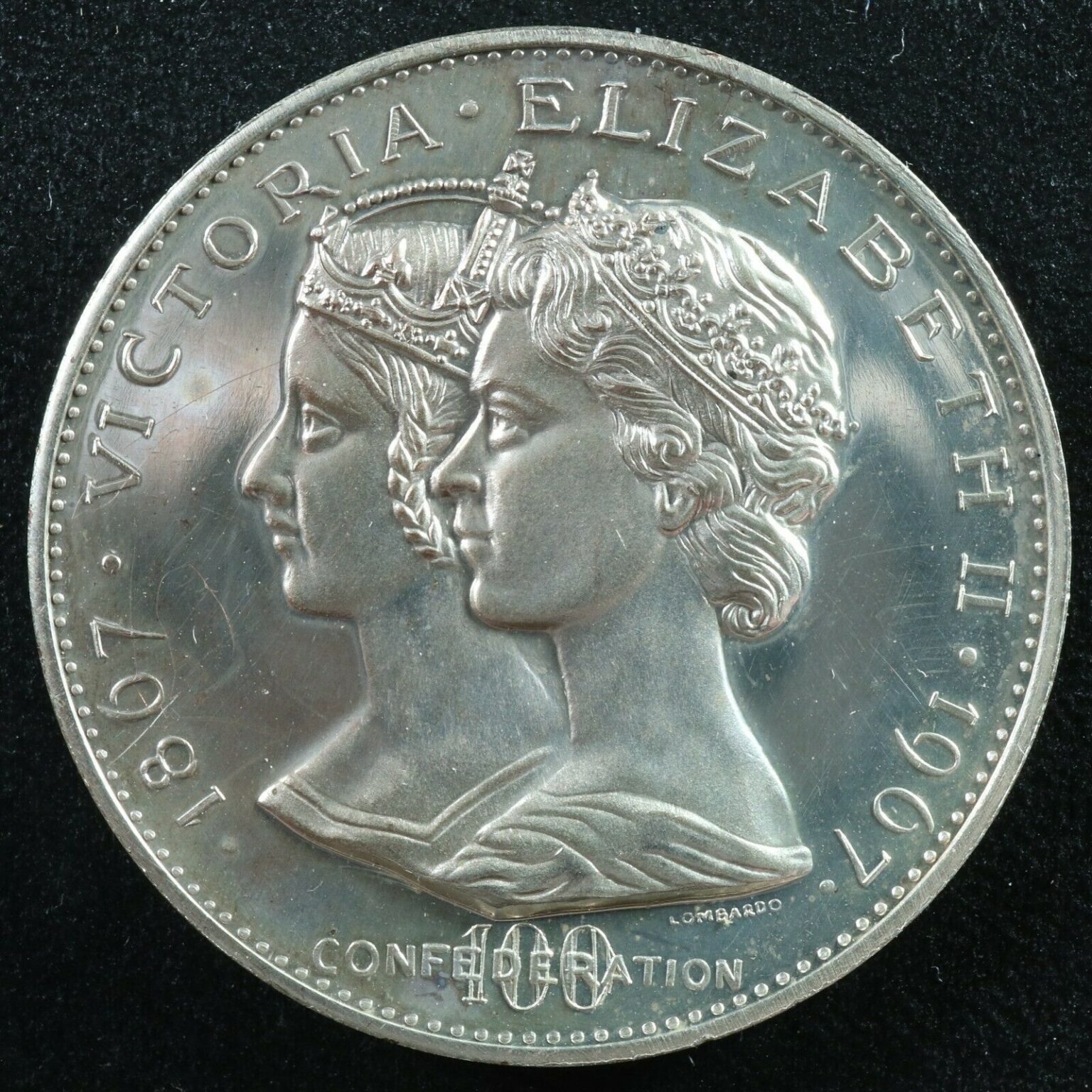 Queen Victoria Elizabeth II Medal 1867 1967 Confederation 100 Years 1867-1967-canada-silver-dollar-numismax