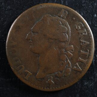 Sol dit "à l'écu" 1791A Paris France KM#578.1 Copper Louis XVI