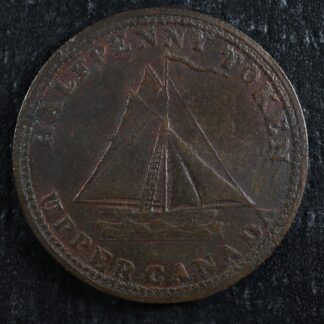 UC-9A4 Halfpenny token 1820 Upper Canada Ontario ship Breton 727