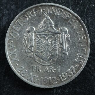 1 frang ari 1937R Albania KM#16 Silver Albanie Shqipërisë