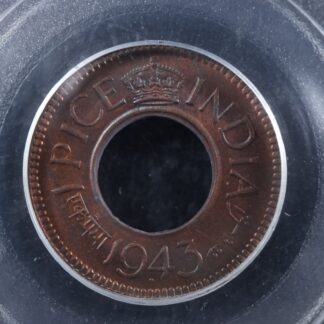 1 pice 1943(b) British India KM#533 PCGS MS-65 RB Copper Inde भारत