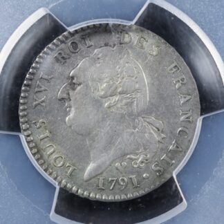 15 sols 1791BB Strasbourg France KM#605.2 PCGS AU-50 Silver Constitution