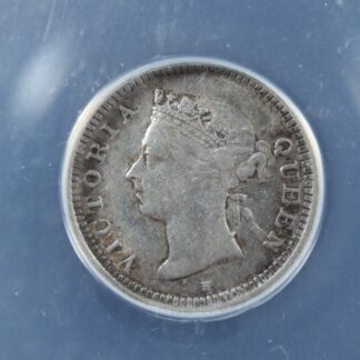 5 cents 1900H Hong Kong KM#5 ANACS AU-50 Cleaned Silver 香港