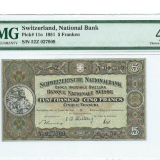 5 francs 1951 Switzerland PMG EF-45 Det Pick 11o Suisse Schweizerisch franken p