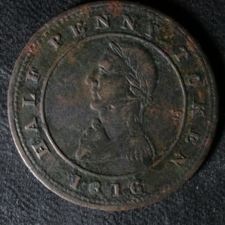LC-12 Halfpenny token 1816 Montreal Quebec Lower Bas Canada Ship Breton 531