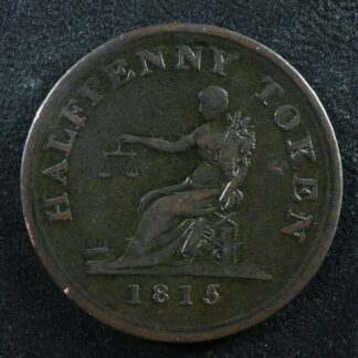 LC-56B1 Halfpenny token 1815 Lower Bas Canada Quebec Ship Breton 1004