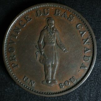 LC-8A1 Halfpenny token Un sou 1837 Lower Bas Canada City Bank Breton 522