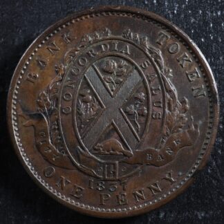 LC-9A3 One Penny token Deux sous 1837 Bas Lower Canada City Bank Breton 521