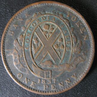LC-9C2 One Penny token Deux sous 1837 Bas Canada Banque du Peuple Breton 521