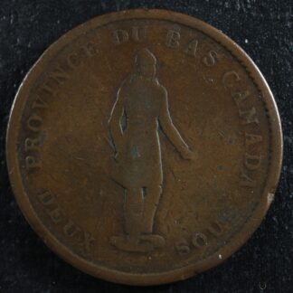 LC-9C2 One Penny token Deux sous 1837 Bas Canada Banque du Peuple Breton 521