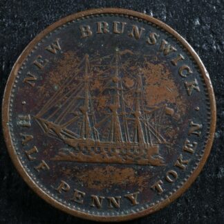 NB-1A2 Halfpenny token 1843 Canada Nouveau New Brunswick Ship Breton 910