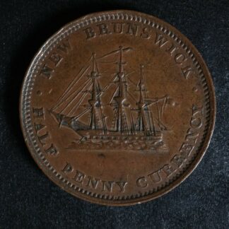 NB-1B Halfpenny token 1854 Canada Nouveau New Brunswick Ship Breton 912