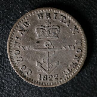 NC-1D4 One Sixteeth Dollar 1822 1/16 XVI Silver Anchor money Canada Breton 860