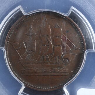 NF-3A1-PCGS-AU-53-Halfpenny-token-1858-Canada-NFLD-Newfoundland-Ship-Breton-954-276462371801-2