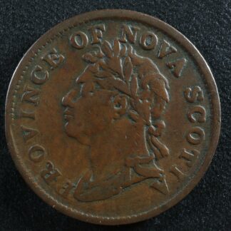 NS-1C2 Halfpenny token 1824 Nova Scotia Canada Thistle Breton 869