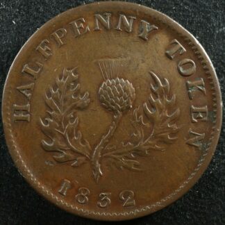 NS-1D3 Halfpenny 1832 Canada token Nova Scotia Thistle Breton 871
